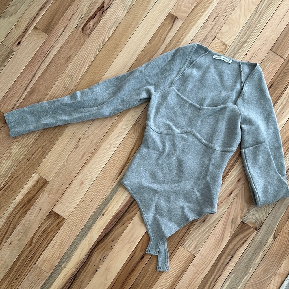 Gray Long Sleeve Bodysuit